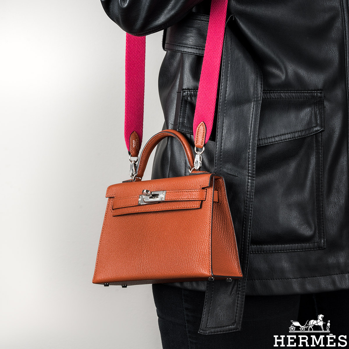 Hermès Kelly Sellier Mini II Chevre Mysore Rouge De Coeur GHW